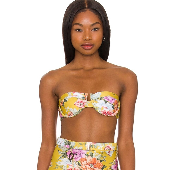 Nwt Zimmermann Mustard‎ Rose Floral Pattie Balconette Bikini Top 10 A/B - Picture 1 of 9